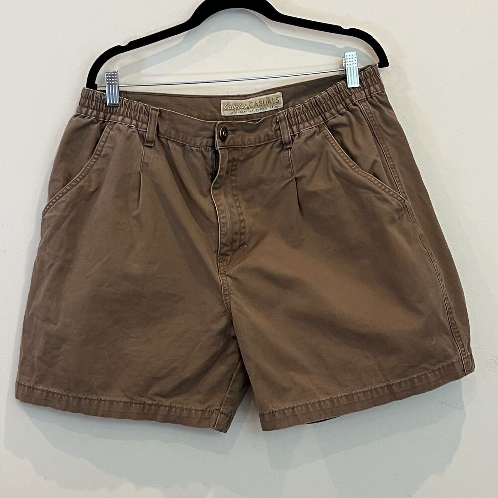 Cabela's Casuals Womens Shorts Brown 100% Cotton Pleat Front High Rise Pockets L